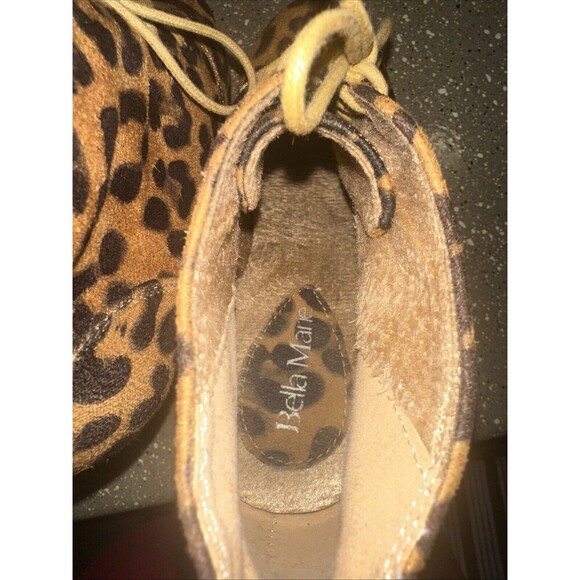 Leopard Print Platform Wedge Booties Lace Up Ankle Boots Women's - Picture 8 of 9